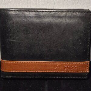 Fossil Men's Leather Bifold Wallet Quinn Black